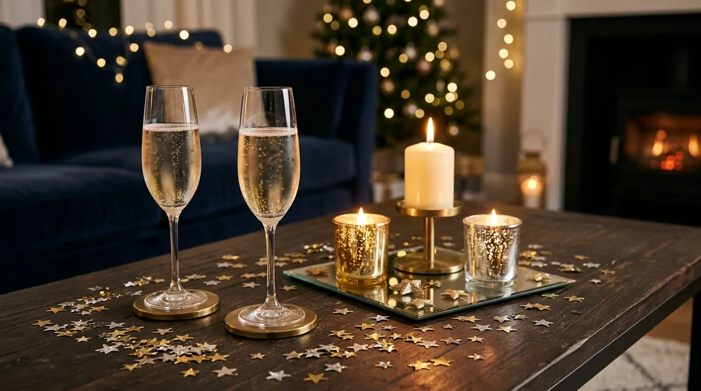 Let candlelight set a more sophisticated party mood inspiration for a New Year celebration setting.